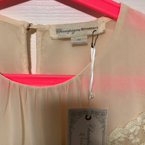 Champagne & Strawberry: Women's Boho Layer Blouse - Picture 5 of 10